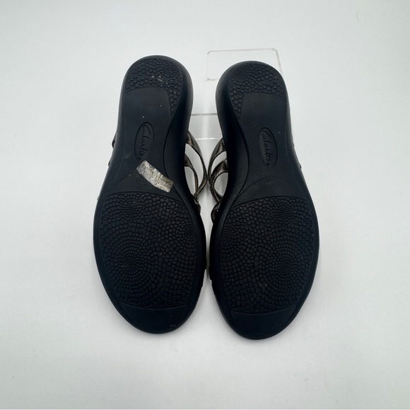 Clarks Bronze Strappy Slide Sandals - Picture 12 of 14